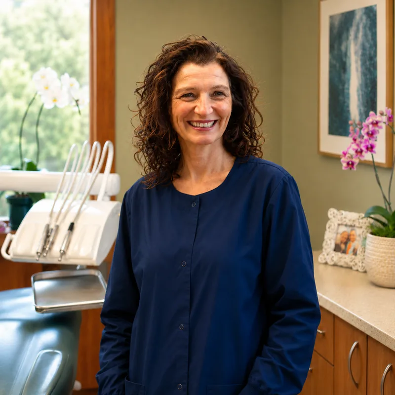 Dr. Anna Karidas, DDS in her Stamford, Connecticut office